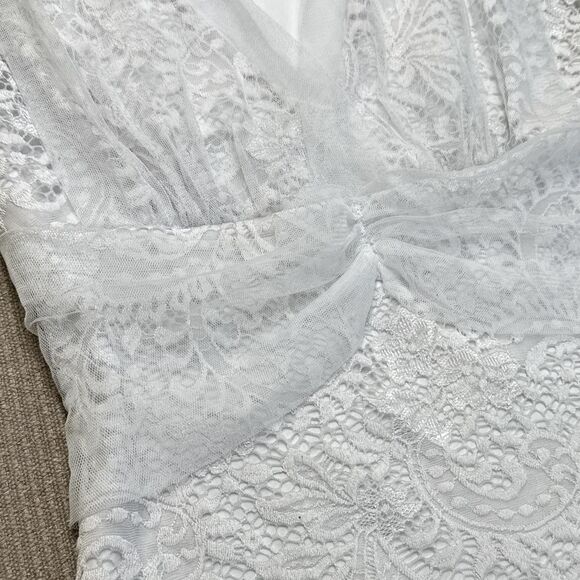 Venus White Fairy Grunge Y2K Fitted Lace Tulle Stretch Tank Top XS Cottage Boho - Picture 2 of 6